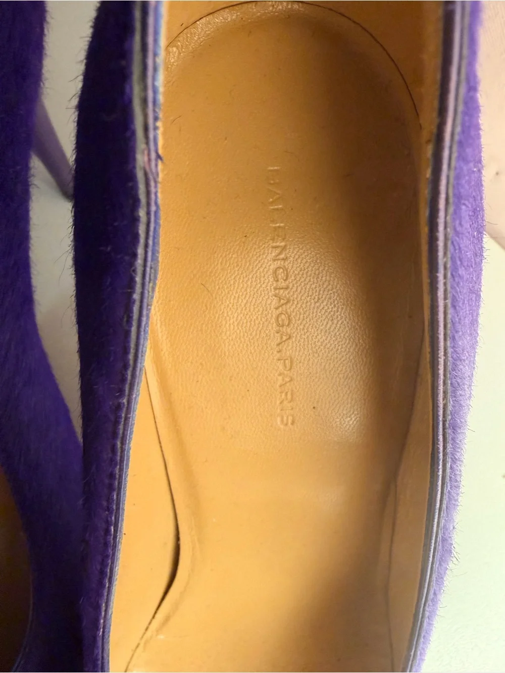 Balenciaga violet pony hair heels sz 39 stunning $795